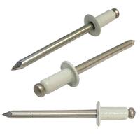 1/8" X 1/8" Blind Rivet, Dome Head, All Stainless Rivet/Mandrel, Painted White